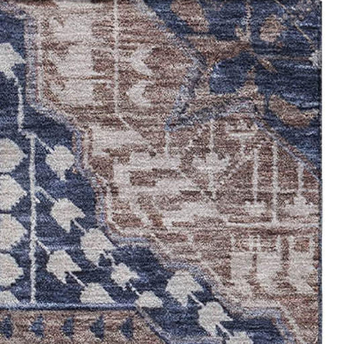 10' X 14' Diamond Washable Area Rug With UV Protection (708247) - Brown / Blue / Beige