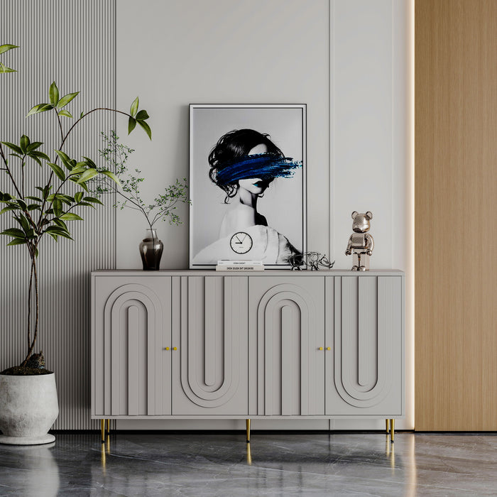 Modern Giga lacquered 4-door sideboard with sleek storage, ideal for living rooms, kitchens, entryways, and offices.