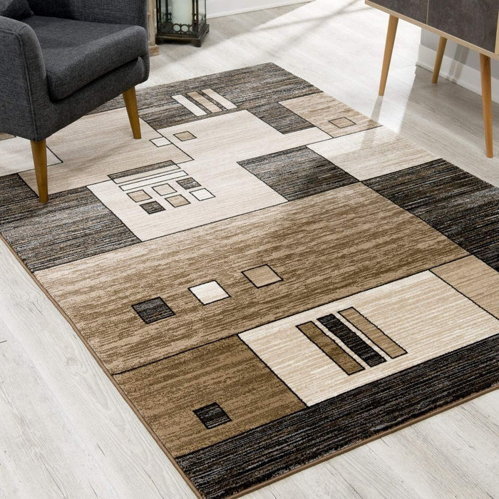 8' x 10' Abstract Dhurrie Area Rug - Beige
