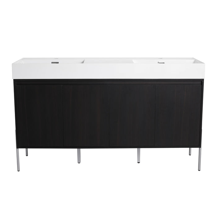 Freestanding Bathroom Vanity With Resin Sink And Storage Cabinet