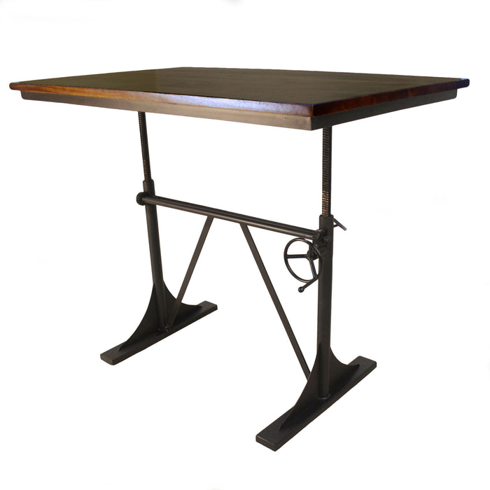 48" Solid Wood And Iron Trestle Base Dining Table - Brown