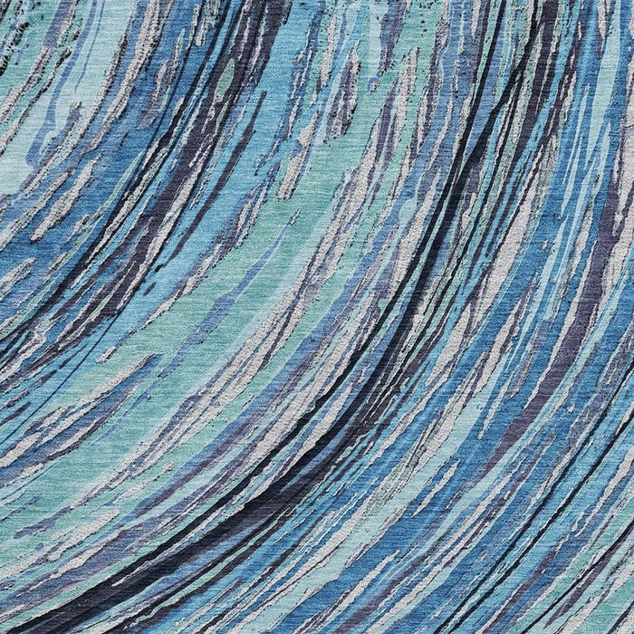 10' X 14' Abstract Washable Area Rug With UV Protection (717614) - Blue / Ivory