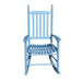 Giga wooden porch rocker chair with curved armrests and slatted backrest, designed for outdoor relaxation on a porch.