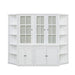 Giga retro style wall display cabinet with glass doors, 75.25" tall, featuring triangle-sided bookshelves in white.