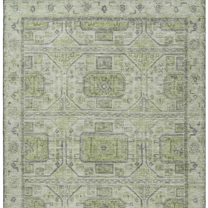 10' X 14' Geometric Washable Area Rug With UV Protection (708085) - Artichoke Green / Gray