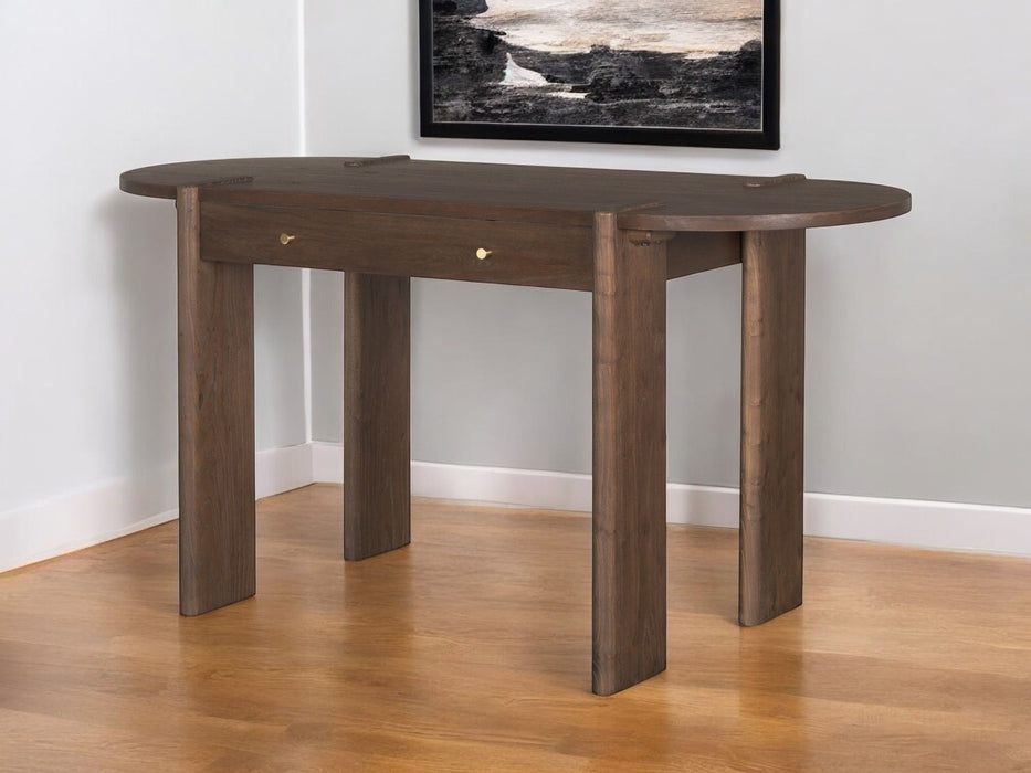 59" Solid Wood Oval Writing Desk - Brown