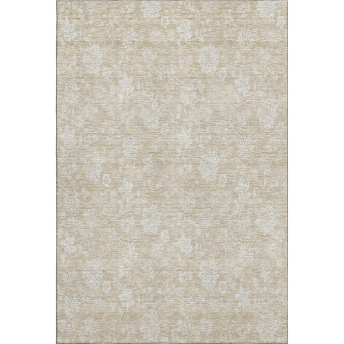 9' X 12' Floral Washable Area Rug With UV Protection (655967) - Beige / Ivory