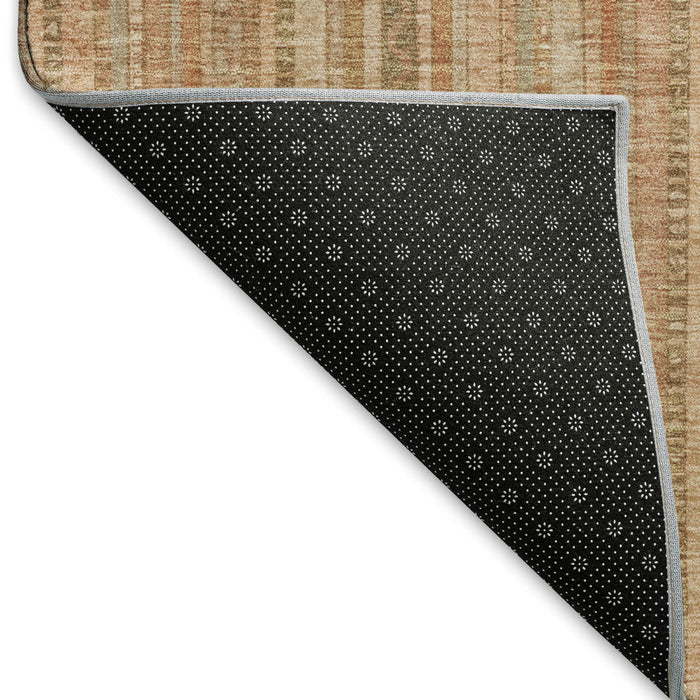 10' X 14' Striped Washable Area Rug With UV Protection (696248) - Rust / Beige / Copper