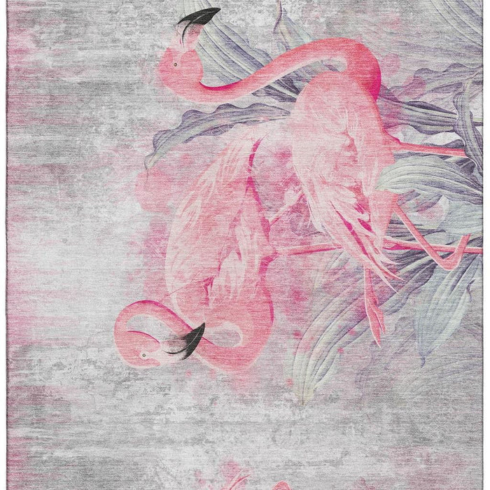 10' X 14' Island Geometric Washable Area Rug With UV Protection - Pink