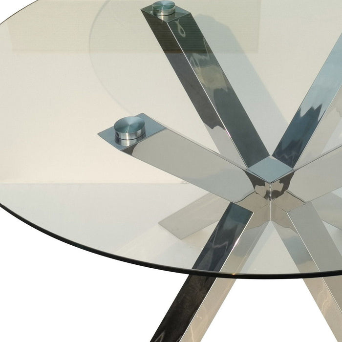 54" Cross Leg Base Round Top Dining Table - Clear