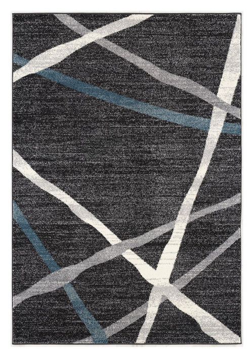 8' x 11' Abstract Area Rug - Distressed Black And Gray