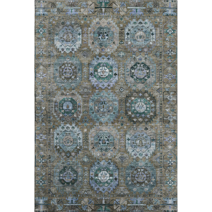 10' X 14' Medallion Washable Area Rug With UV Protection (714919) - Brown / Blue