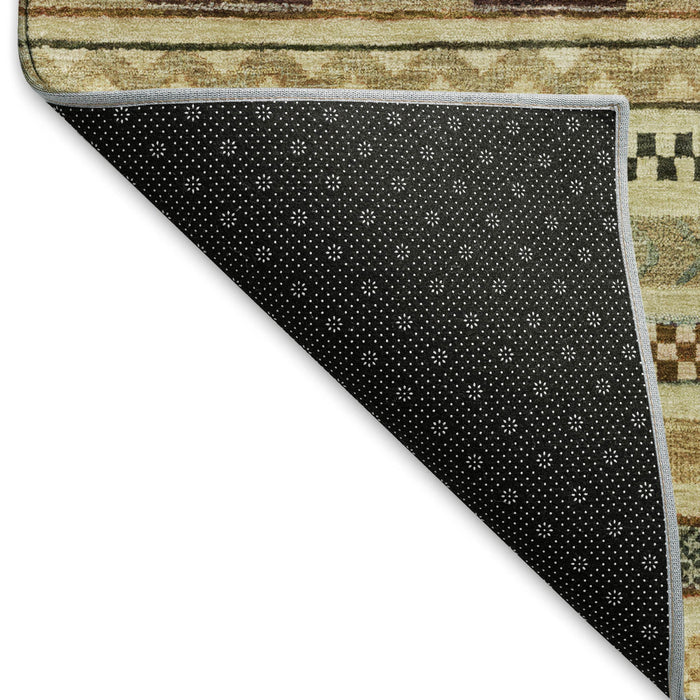 10' X 14' Striped Washable Area Rug With UV Protection (695162) - Beige / Taupe / Brown