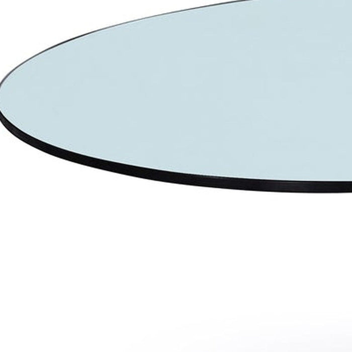 32" Glass And Metal Round Abstract Coffee Table - Clear