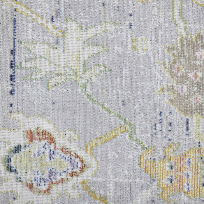 9' x 13' Floral Power Loom Area Rug - Charcoal And Ivory