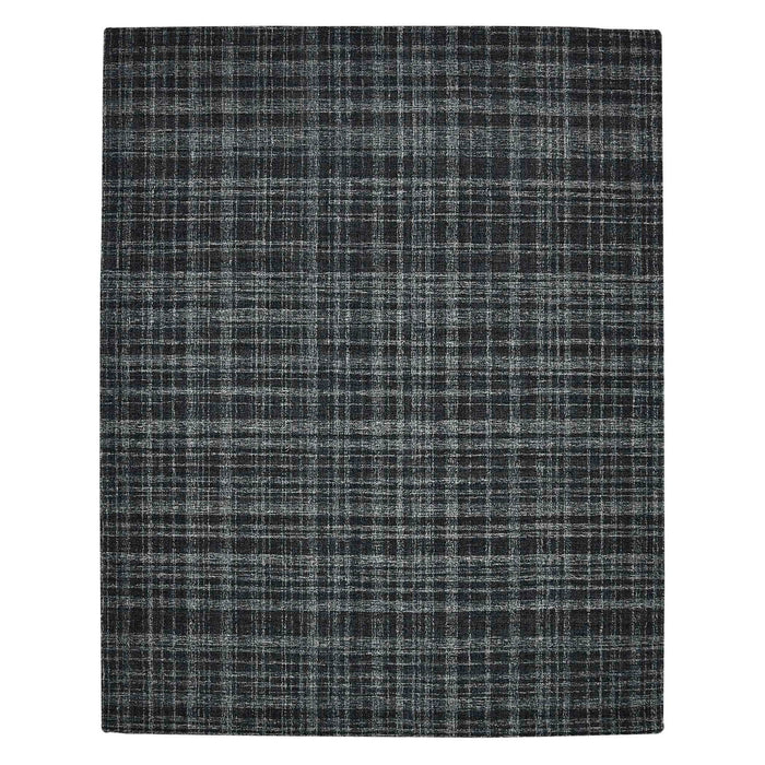 8' X 10' Wool Plaid Hand Tufted Area Rug - Black