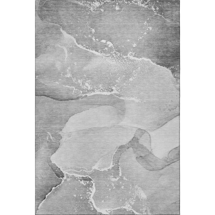 8' X 10' Abstract Washable Area Rug With UV Protection (647204) - Gray / Ivory