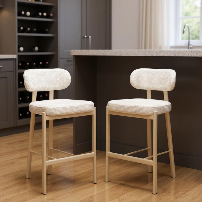 Fabric Low Back Bar Chairs (Set of 2) - Gray