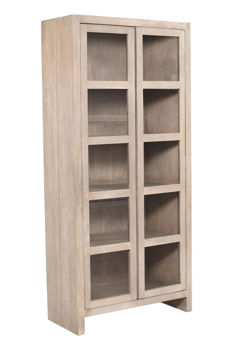91" Distressed Solid Wood Frame Accent Cabinet With Two Doors - Ivory