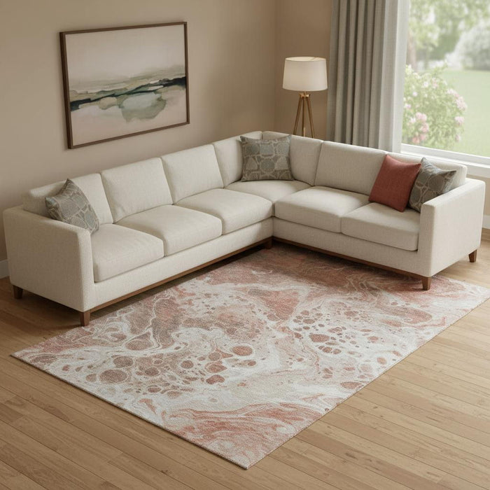 10' X 14' Abstract Washable Area Rug With UV Protection (697752) - Rust / Beige / Ivory
