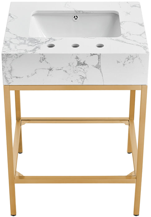 Marmo - Engineered Marble Bathroom Vanity With Gold Base