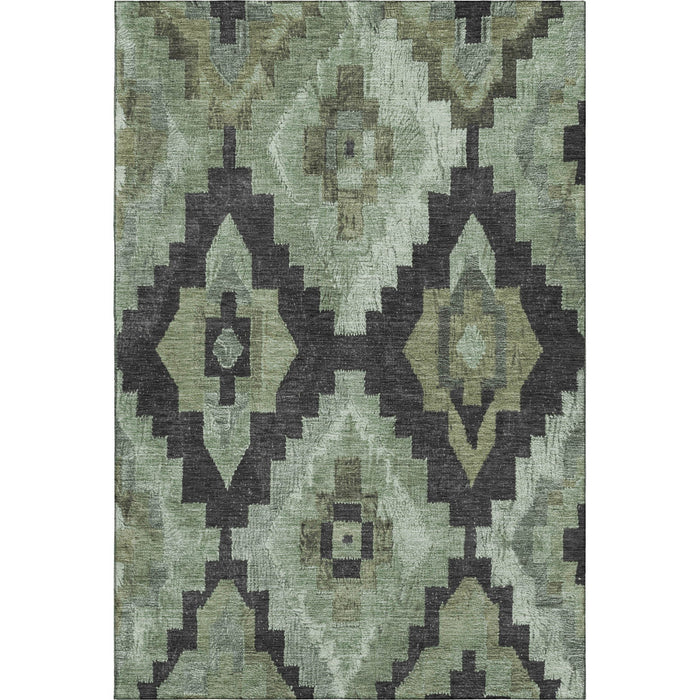 10' X 14' Washable Area Rug With UV Protection (707209) - Artichoke Green / Gray