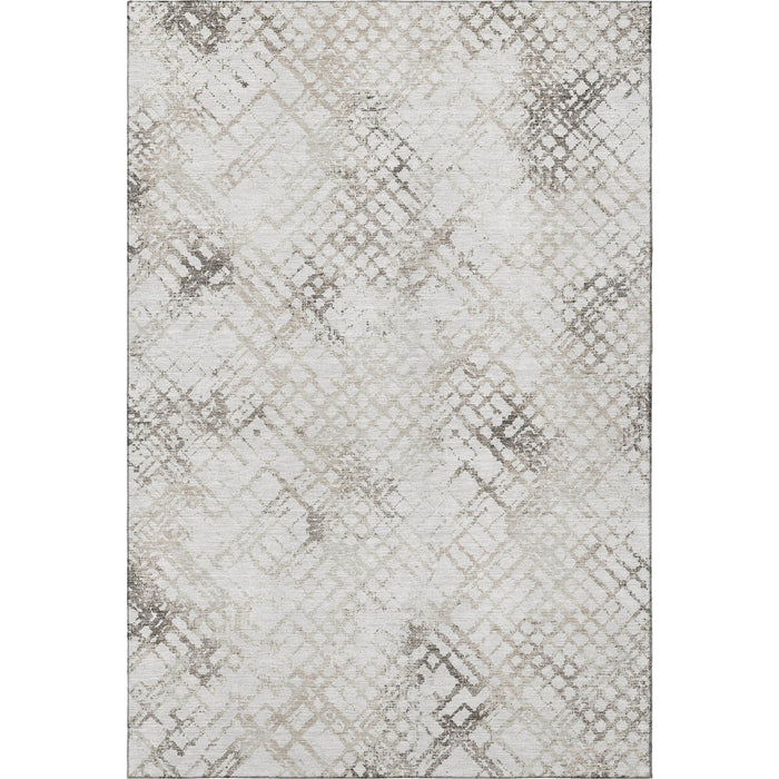 10' X 14' Abstract Geometric Washable Area Rug With UV Protection - Taupe And Ivory