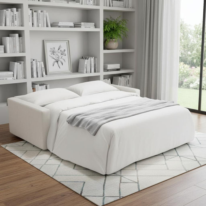 Leather Sleeper Sofa - White