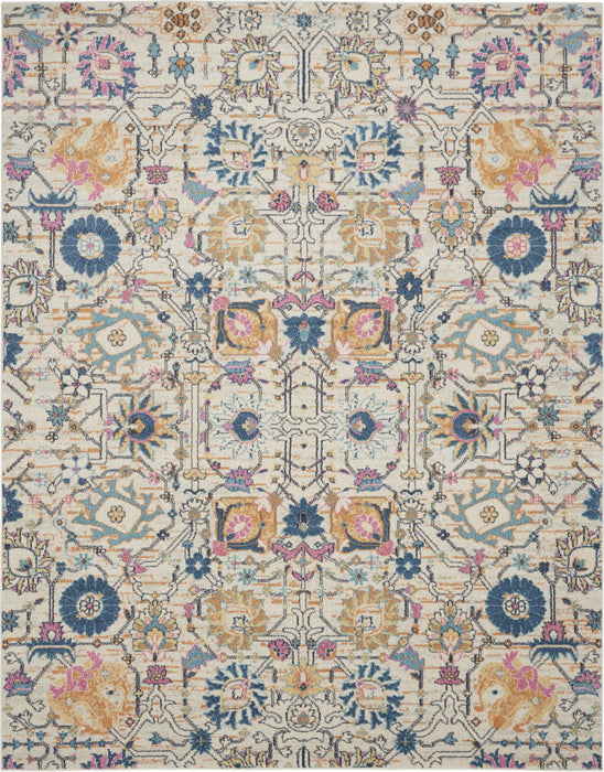 9' x 12' Floral Power Loom Area Rug - Cream