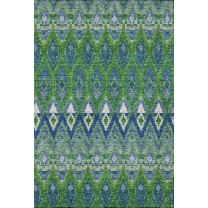 8' X 10' Southwestern Washable Area Rug With UV Protection (651903) - Green / Blue / Ivory