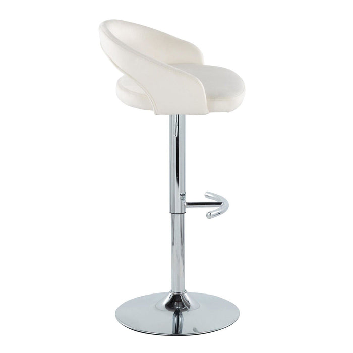 Grotto - Upholstered Adjustable Barstool - Chrome Metal Base