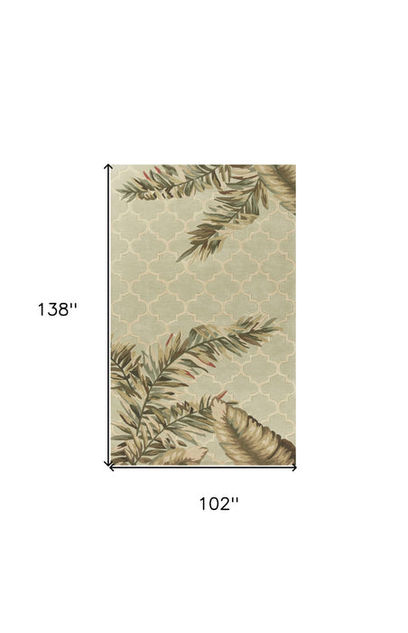 9' x 12' Hand Tufted Tropical Quatrefoil Indoor Area Rug - Sage Green