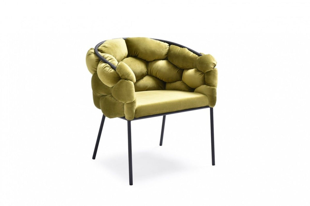 Upholstered Fabric Dining Arm Chair - Green
