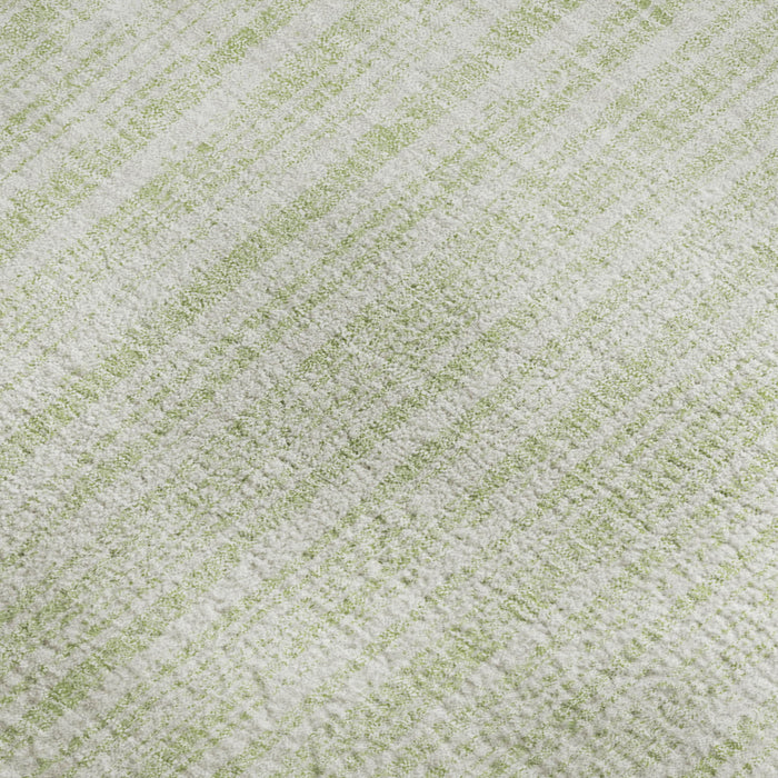 10' X 14' Striped Washable Area Rug With UV Protection - Mint Green And Ivory