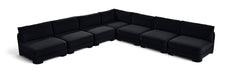 Meridian Furniture Hammond velvet performance fabric 7-piece armless sectional sofa with modern design and plush upholstery.