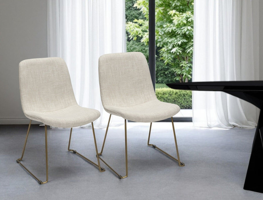 Upholstered Fabric Side Chairs (Set of 2) - Cream