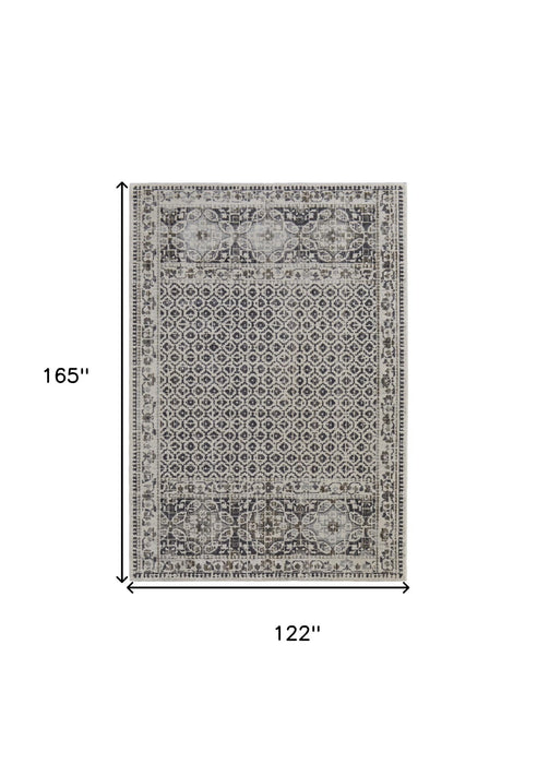 10' x 14' Abstract Stain Resistant Area Rug - Ivory Taupe And Gray