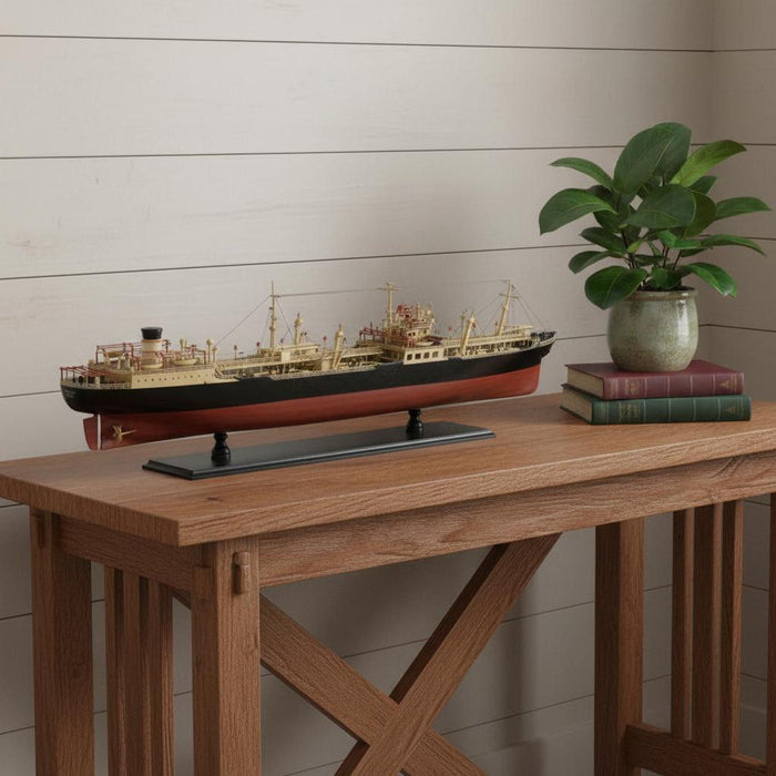 Hand Painted Model Boat (624232) - Light Brown / Black