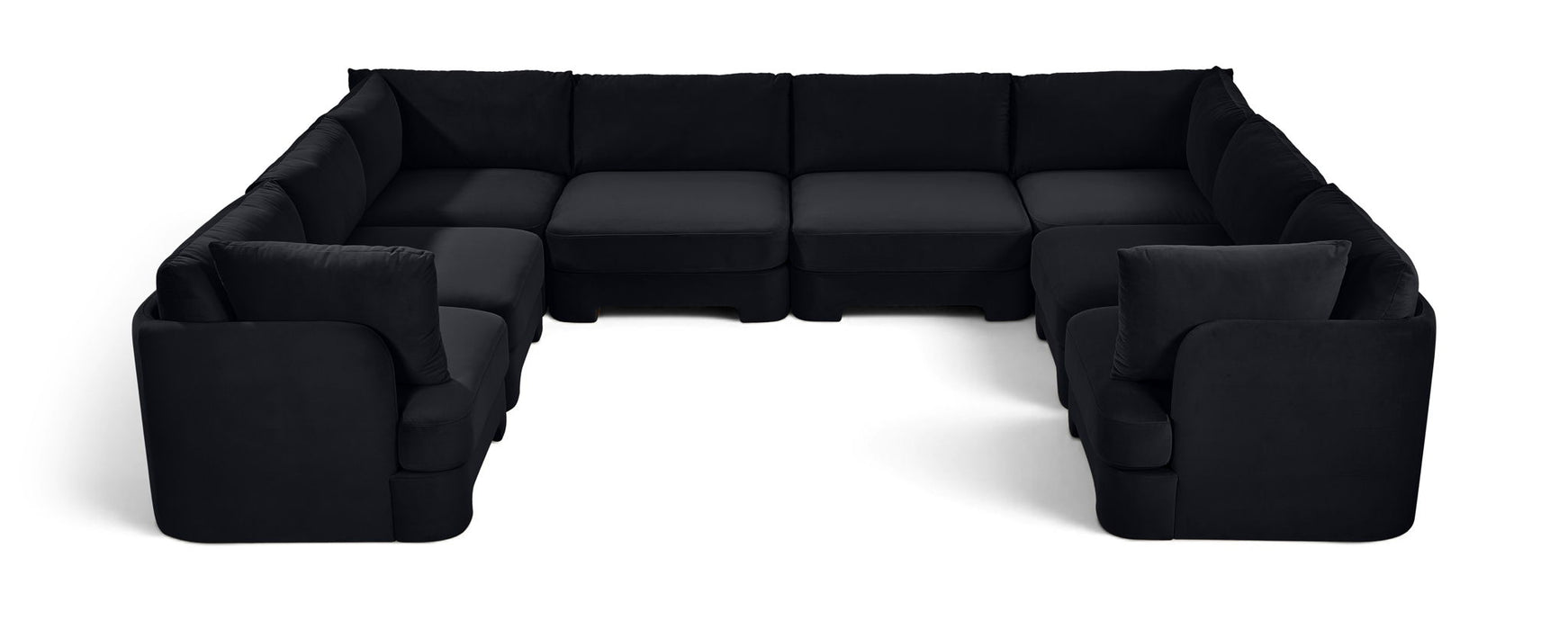Meridian Furniture Hammond velvet upholstered 8-piece U-shaped sectional sofa with plush cushions and modern design.