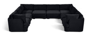 Meridian Furniture Hammond velvet upholstered 8-piece U-shaped sectional sofa with plush cushions and modern design.