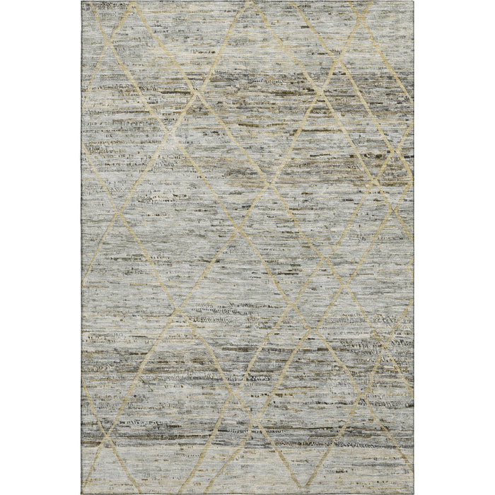 10' X 14' Abstract Geometric Washable Area Rug With UV Protection (696332) - Pewter / Beige / Gold