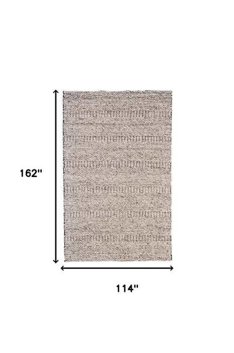 9.5' x 13.5' Wool Hand Woven Area Rug - Gray And Ivory
