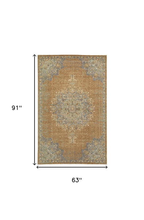 63" x 91" Wool Rug - Coffee