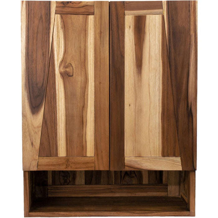 Solid Teak Wood Wall Mounted Accent Cabinet - Shades Of Brown