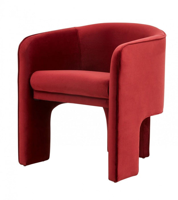 Contemporary Velvet Three Legged Chair - Dark Burnt Orange