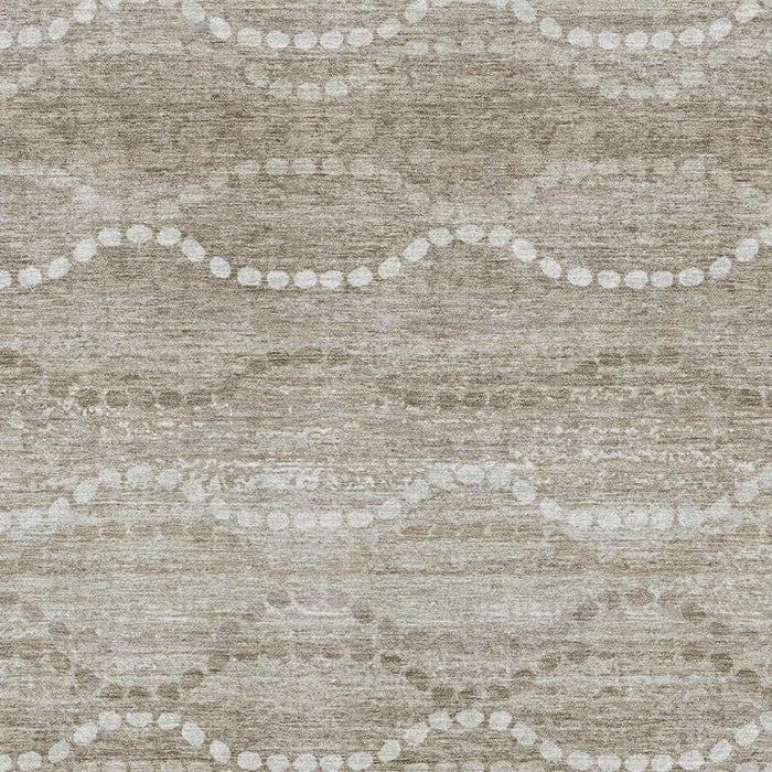 10' X 14' Abstract Geometric Washable Area Rug With UV Protection (715285) - Khaki / Ivory