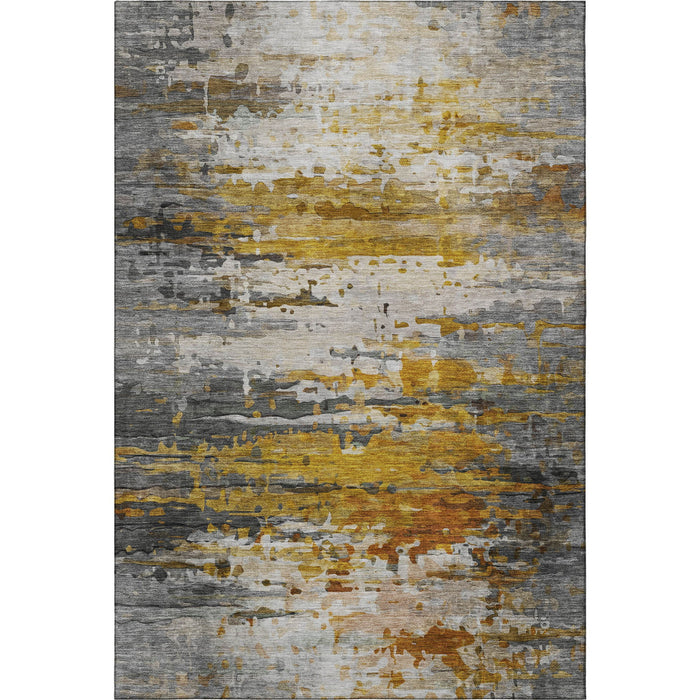 10' X 14' Abstract Washable Area Rug With UV Protection (715417) - Copper / Gray