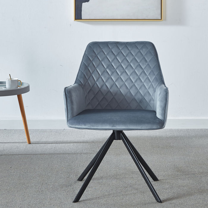Blue Giga modern swivel desk chair with metal legs, upholstered ergonomic design for home office, bedroom, or reception area.