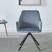 Blue Giga modern swivel desk chair with metal legs, upholstered ergonomic design for home office, bedroom, or reception area.
