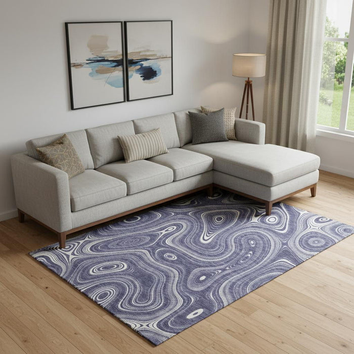 10' X 14' Geometric Washable Area Rug With UV Protection (717735) - Plum / Ivory